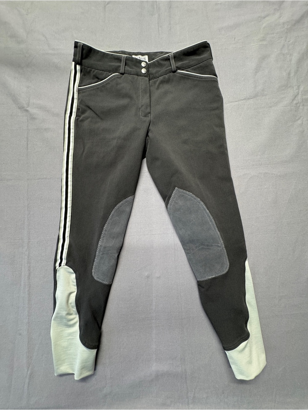 Dover Saddlery Riding Breeches Pants SZ 30 Equestrian Gray Green Stretch G44